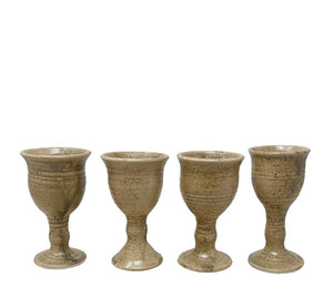 Set of 4 Vintage Stoneware Goblets