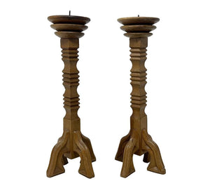 Pair of Folk Art Candle Sticks