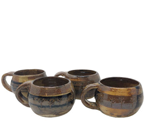 Set of 4 Vintage Studio Pottery Mugs